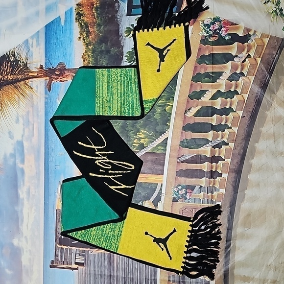 Jordan Flight Green Yellow Black Scarf - Picture 1 of 5